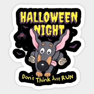 Halloween Night Don't Think Just Run Sticker